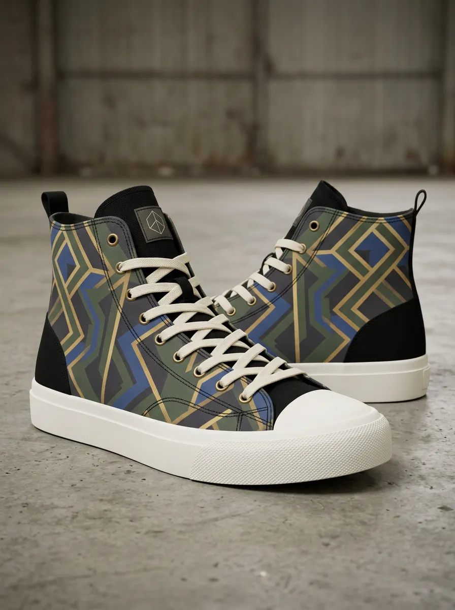 Men's Geometric Art Deco Pattern Printed Canvas Shoes