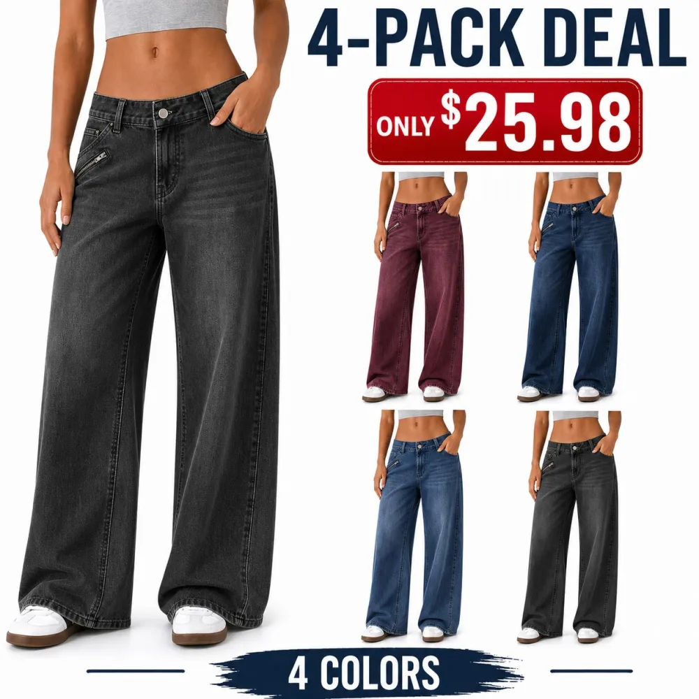 Women's Asymmetric Low-Rise Baggy Wide Leg Jeans