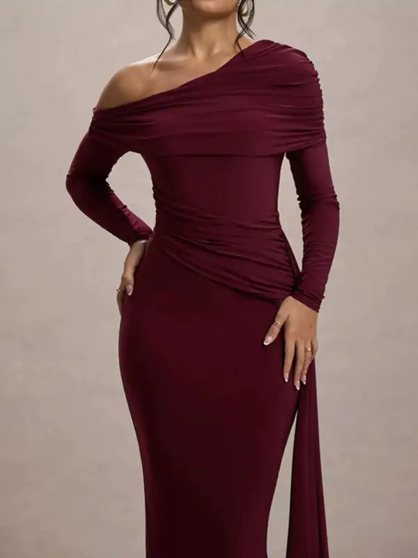 Layered Detail Ruched Maxi Dress