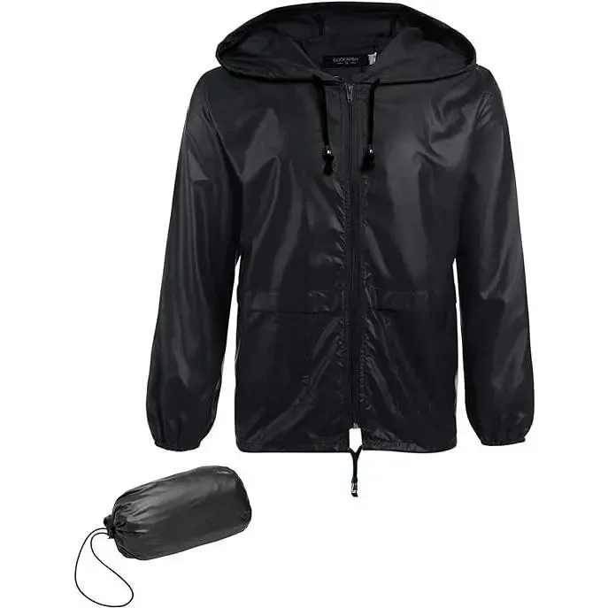 Men's Packable Jacket Outdoor Waterproof Hooded Lightweight Classic Cycling Raincoat