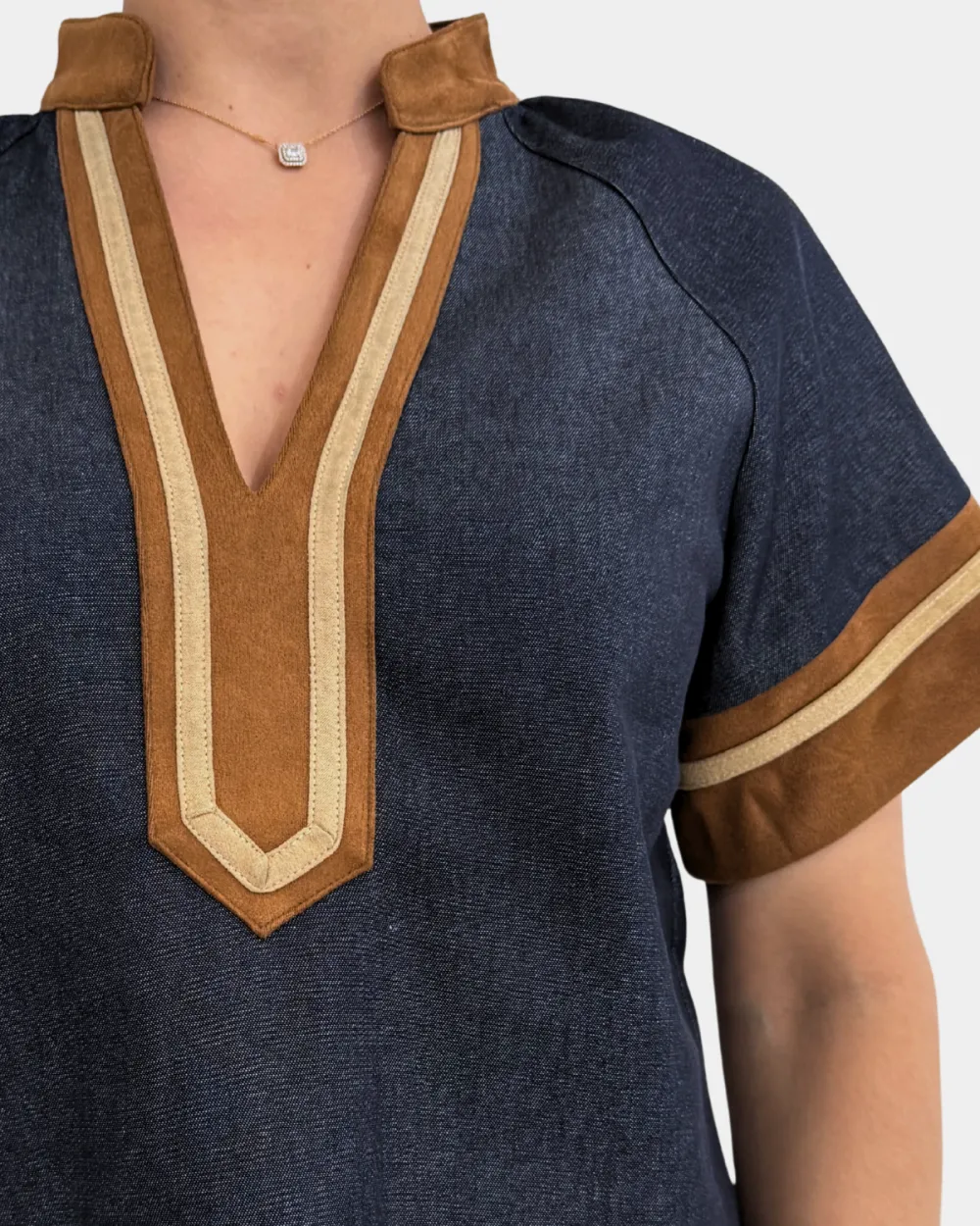 Suede Contrast Top