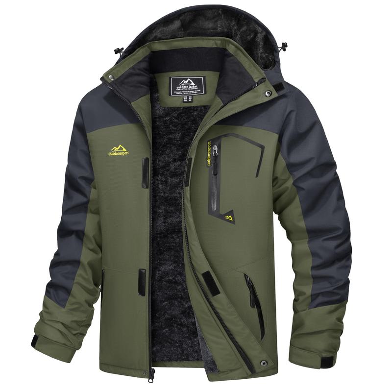 Men’s Winter Coats Waterproof Ski Snow Jacket Warm Fleece Jacket Parka Raincoats With Multi-Pockets