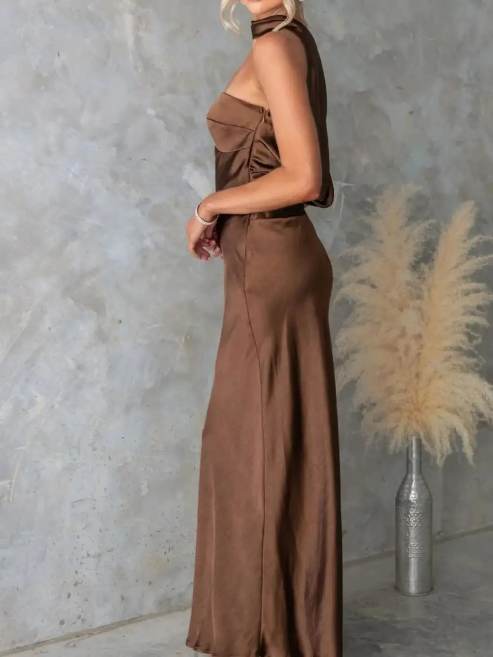 Lightweight Feel Satin Maxi Dress