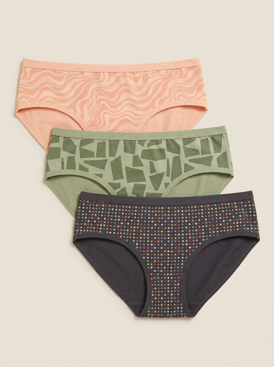 Women's Abstract Geometric Polka Dot Print 3-Pack Briefs