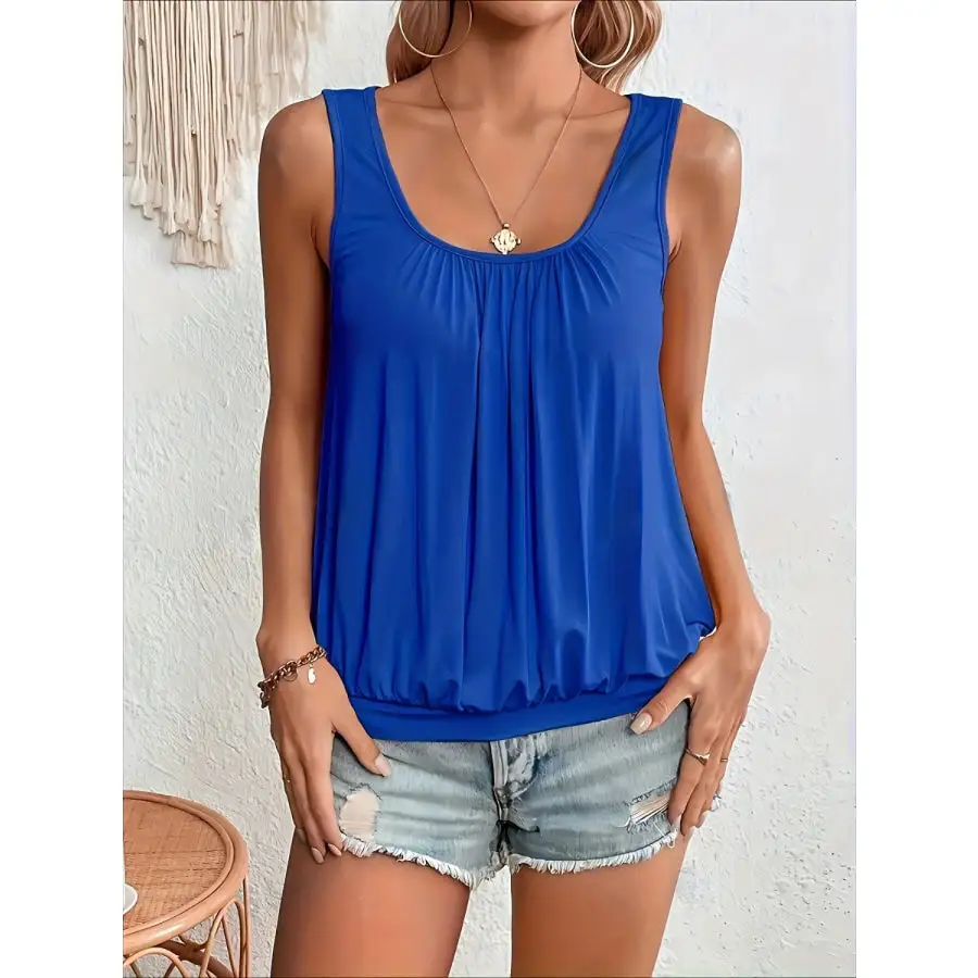 Full Size Ruched Scoop Neck Tank