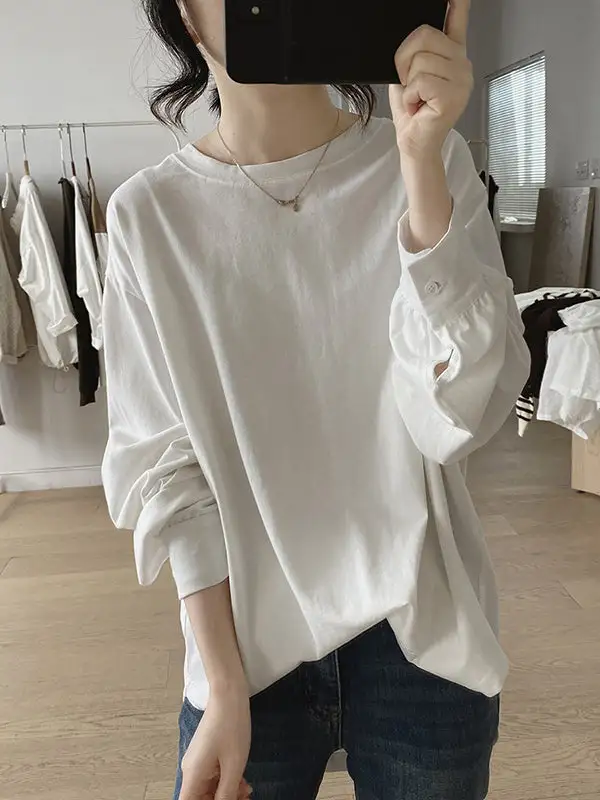 Long Sleeve Relaxed Round Neck Everyday Essential T-Shirt