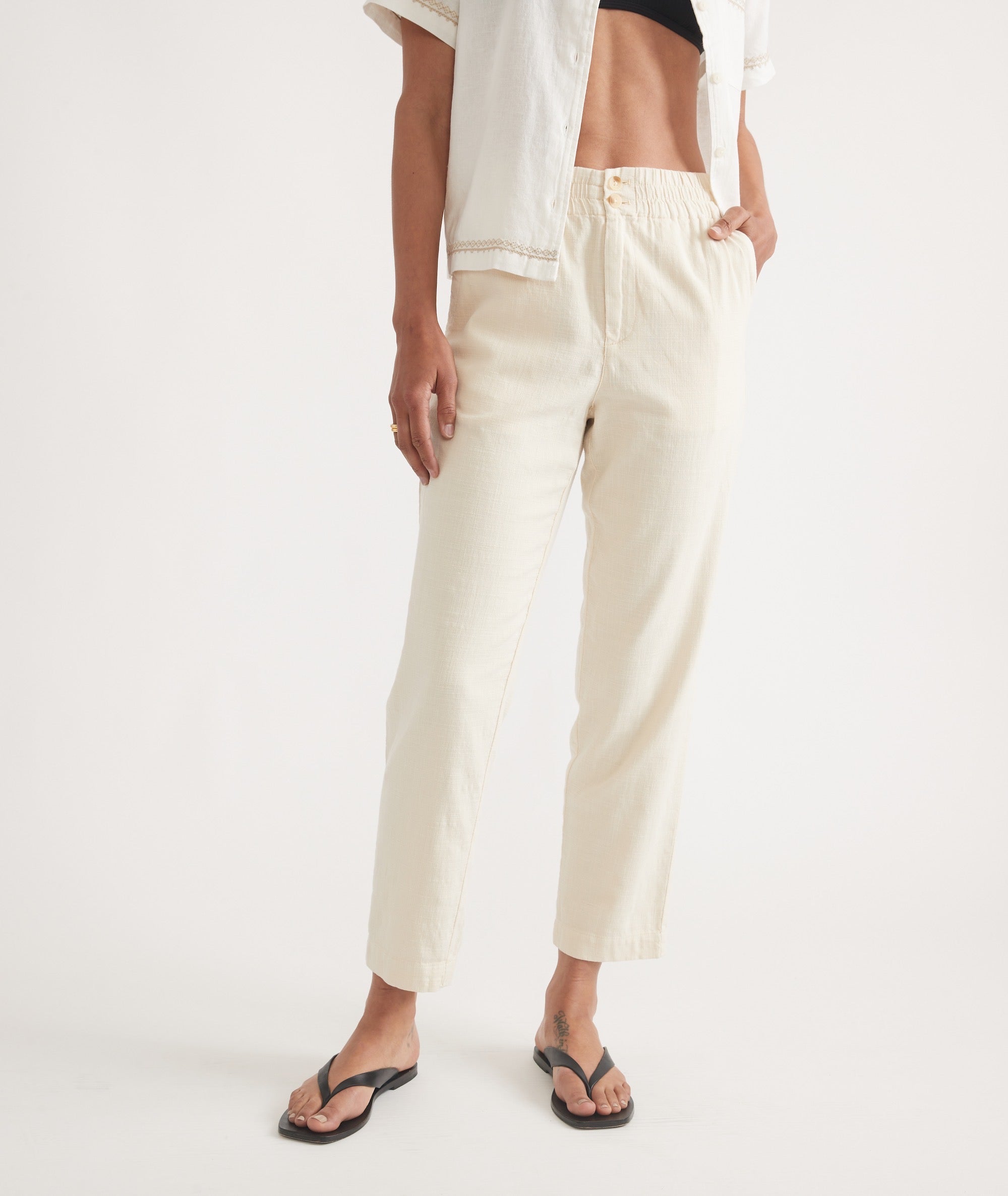 Crisp White Cropped Trousers