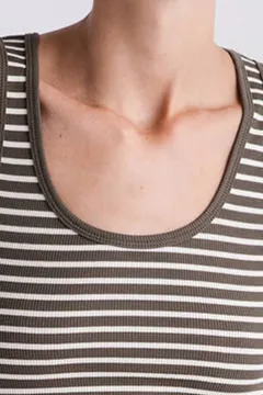 Stripe Ribbed Tank - Grape Leaf