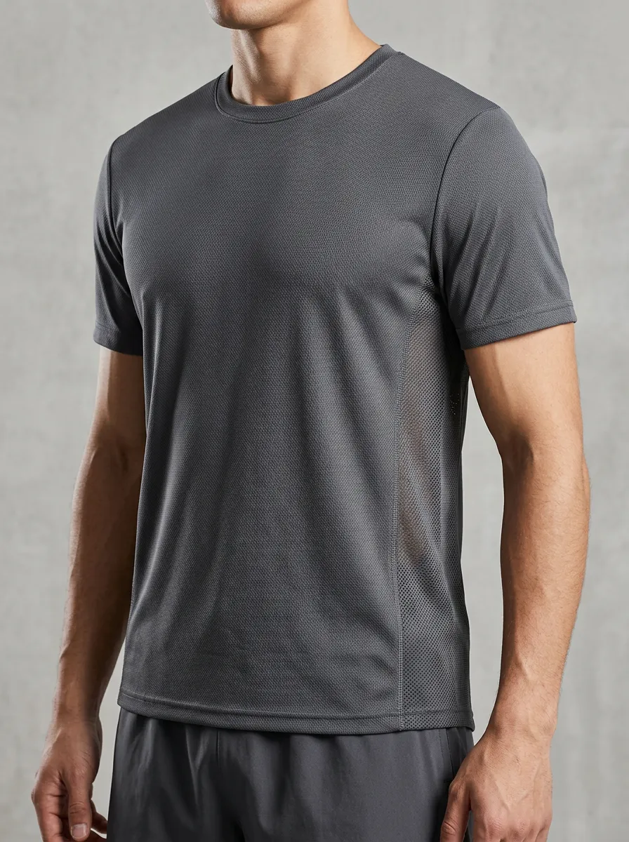 Men's Athletic Fitness Training Mesh Printed T-Shirt