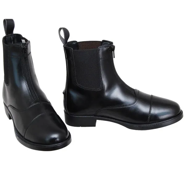 Polished Front Zip Pull-On Riding Ankle Boots