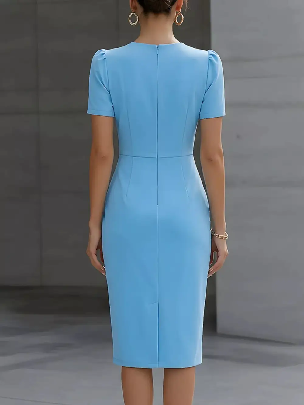 Ruched Short Sleeve Midi Dress