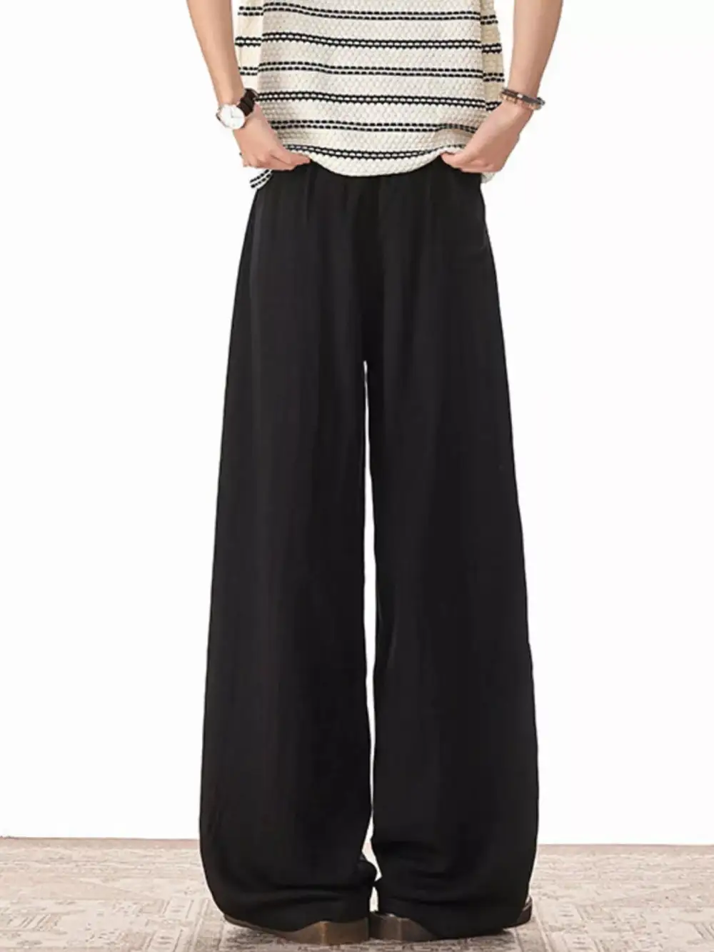 Men's Plus Size Wide Leg Drawstring Pants