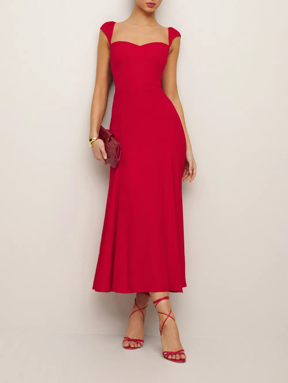 Sleeveless Square Neck Bodycon Midi Dress