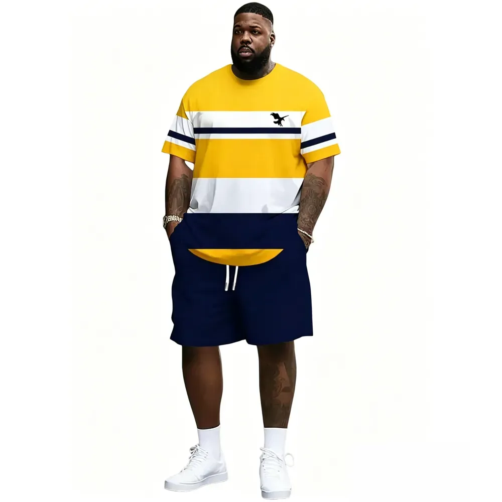 🔥 Men's Striped 2-Piece Summer Set | Ultra-Breathable Tee & Shorts