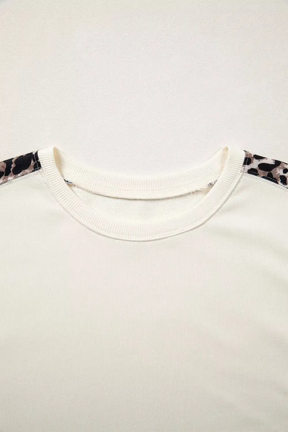 Leopard Block Patchwork Uneven Hem Short Sleeve Top