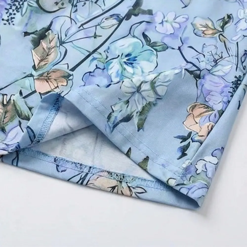 Lace Yoke Floral Blouse
