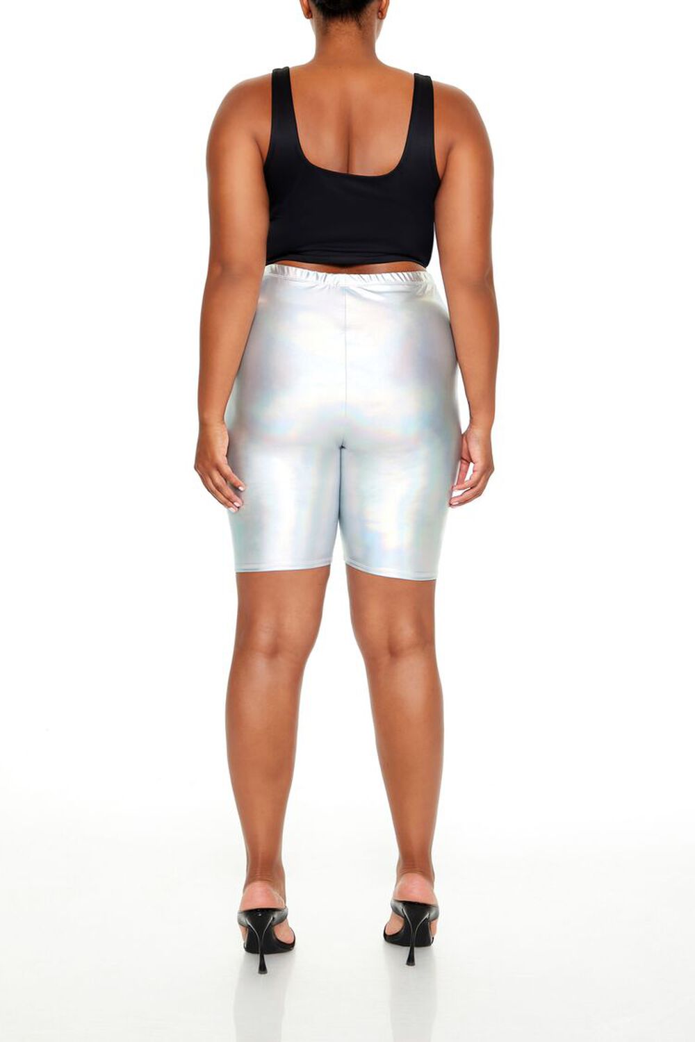 Plus Size Metallic Biker Shorts