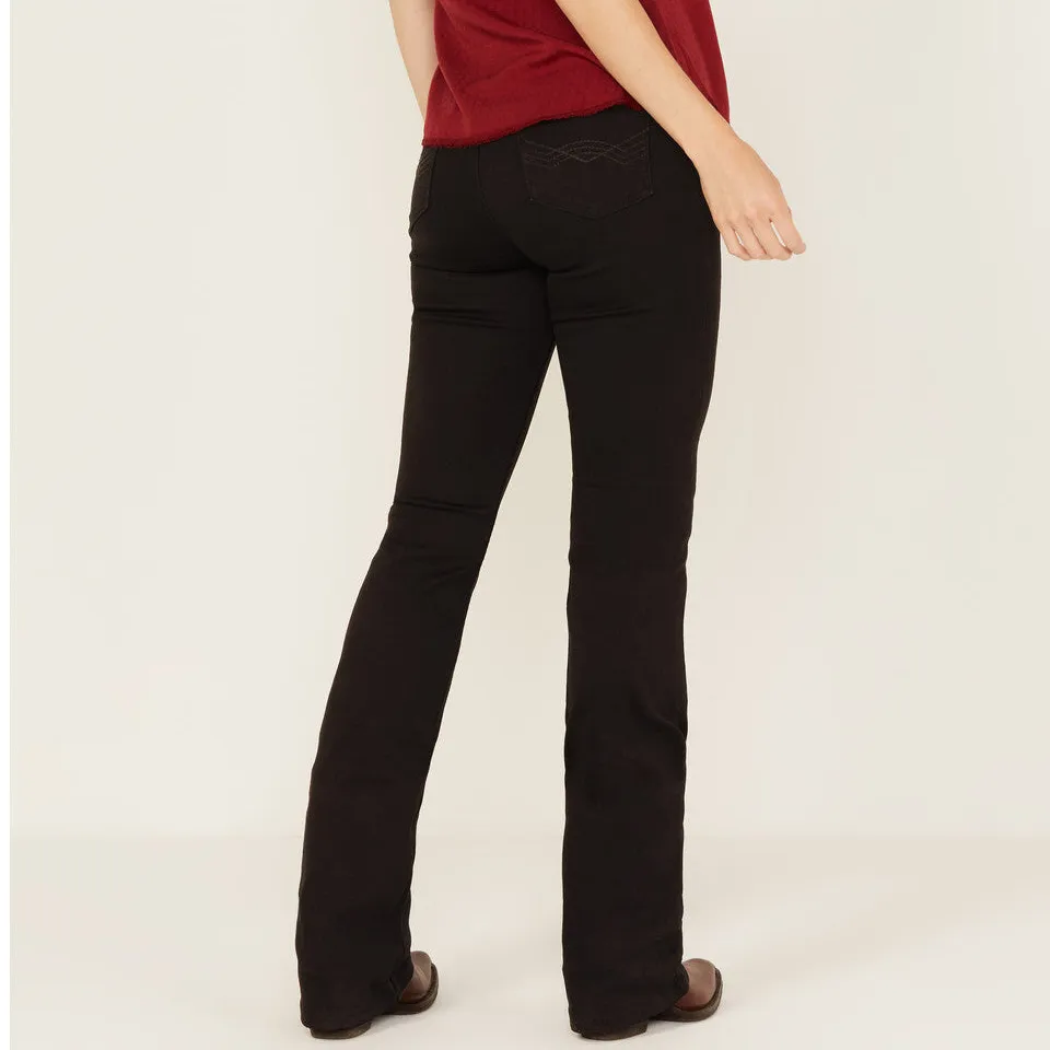 Relaxed High Rise Bootcut Stretch Denim Embroidered Jeans