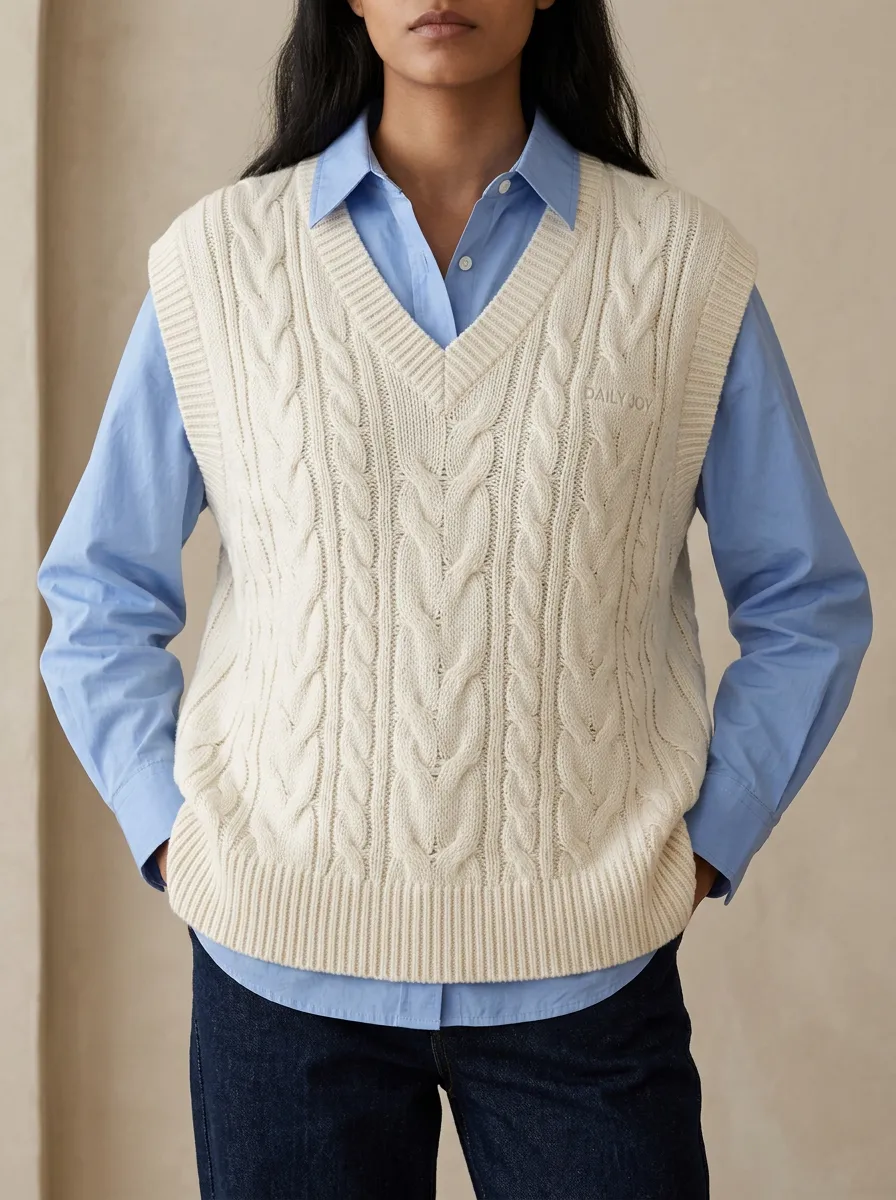 Joy Cable Vneck Sweater Vest