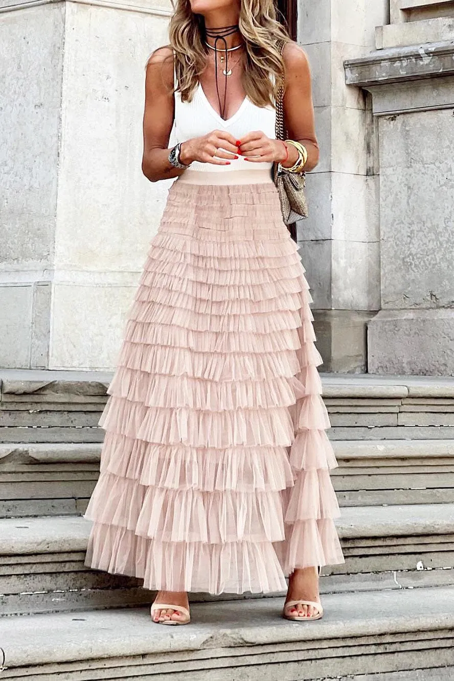 Layered Mesh Boho Skirt