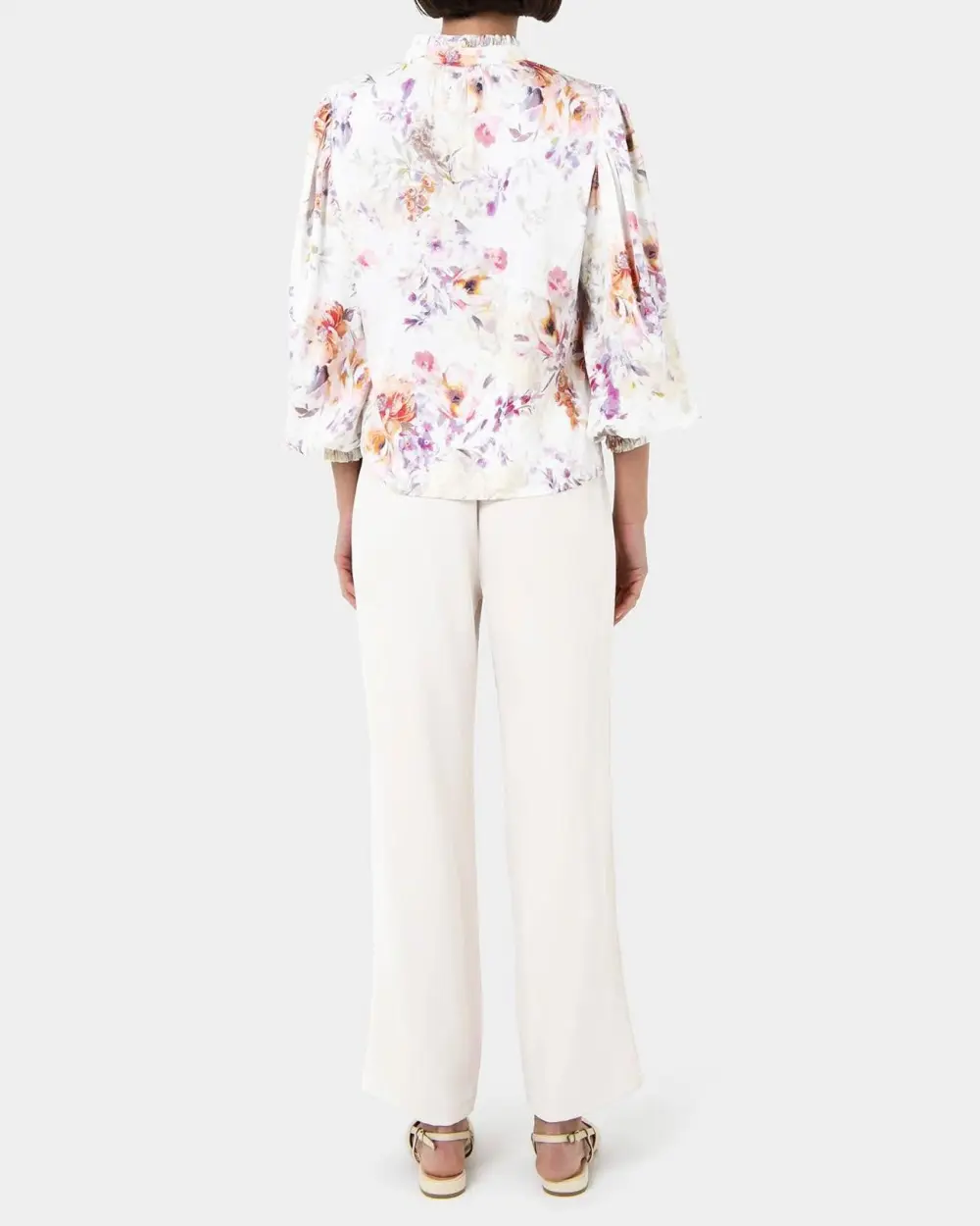 Romantic Floral Print Bell Sleeve Blouse