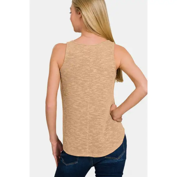 V-Neck Curved-Hem Tank Top