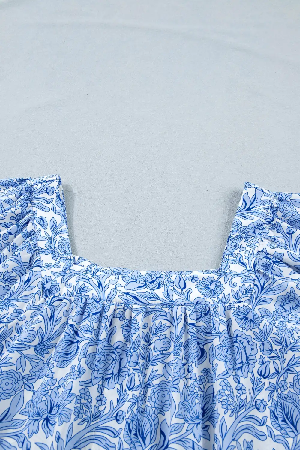 Floral Pleated Puff Sleeve Blouse