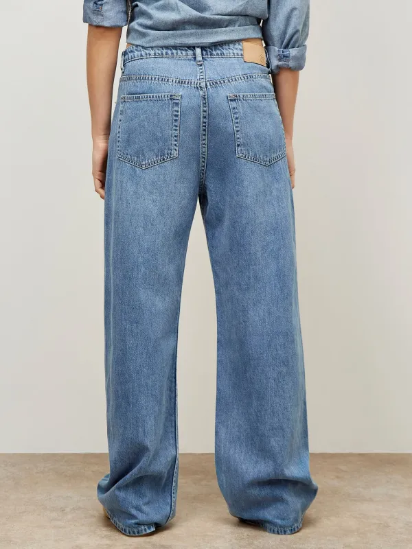 Blue Wide Straight Leg Jeans