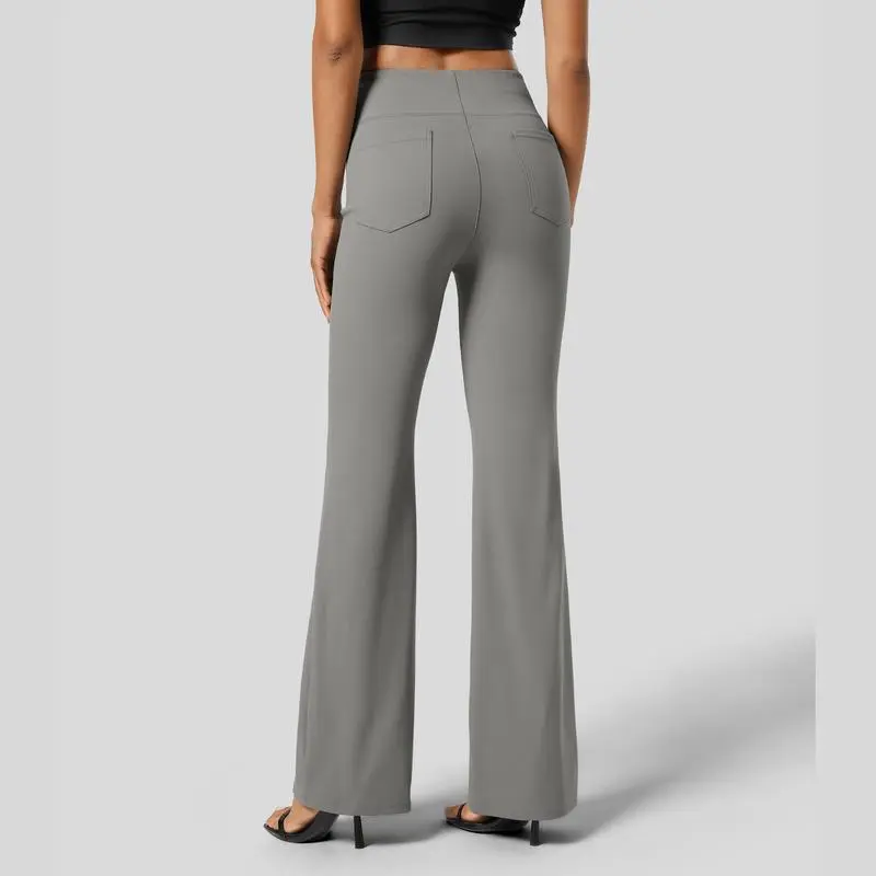 Flex High Waisted Back Side Pocket Slight Flare Work Pants
