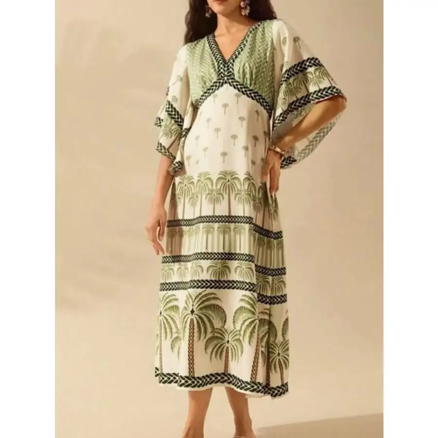 Palm V-Neck Midi Dress