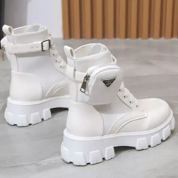 Textured Lace Up Platform Ankle Boots