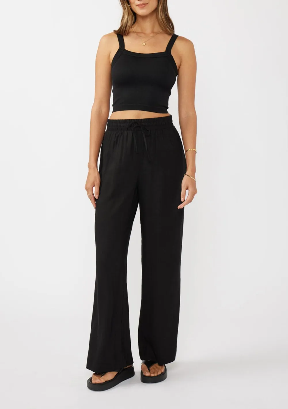 Drawstring High Rise Loose Pants
