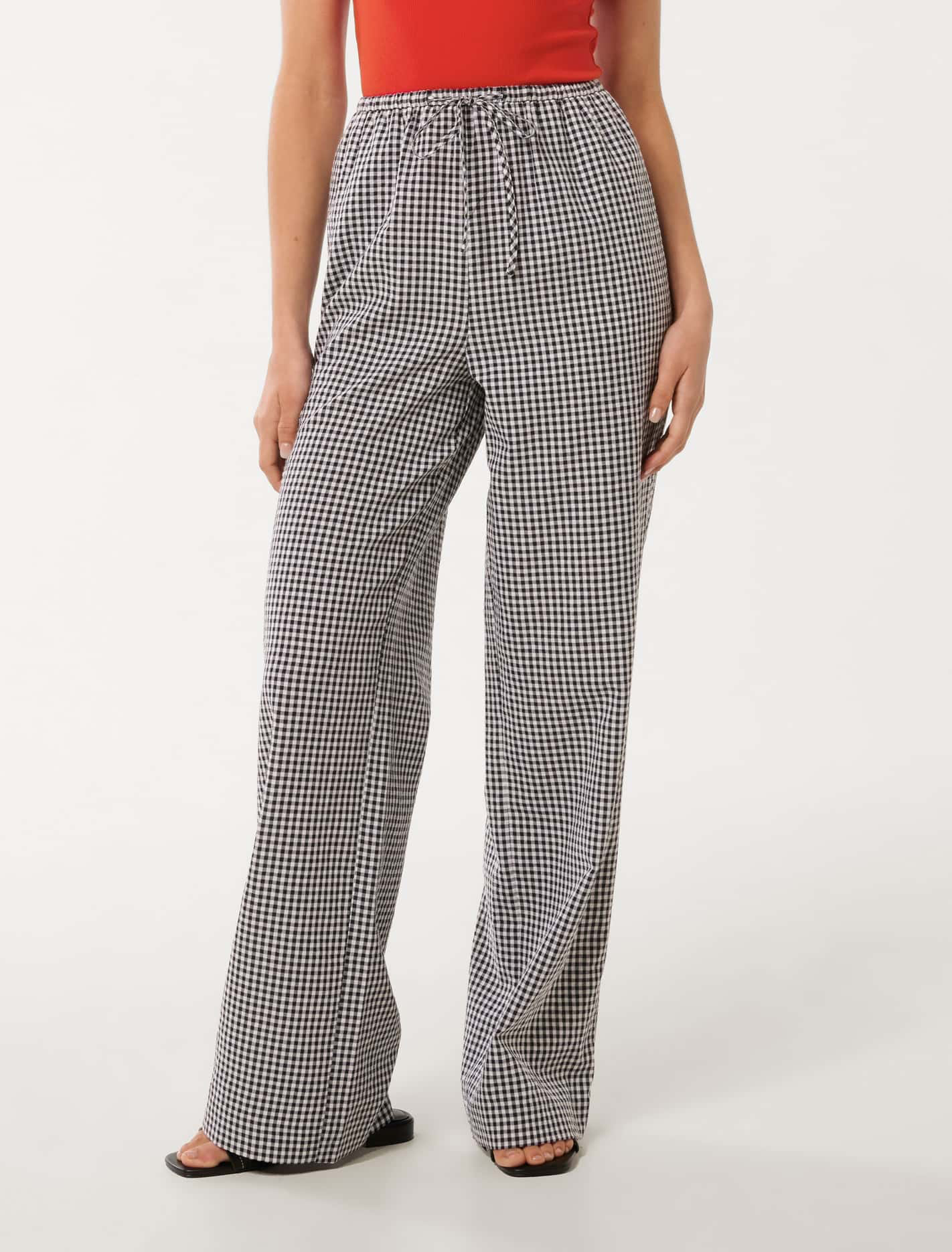Gingham Wide Leg Pant