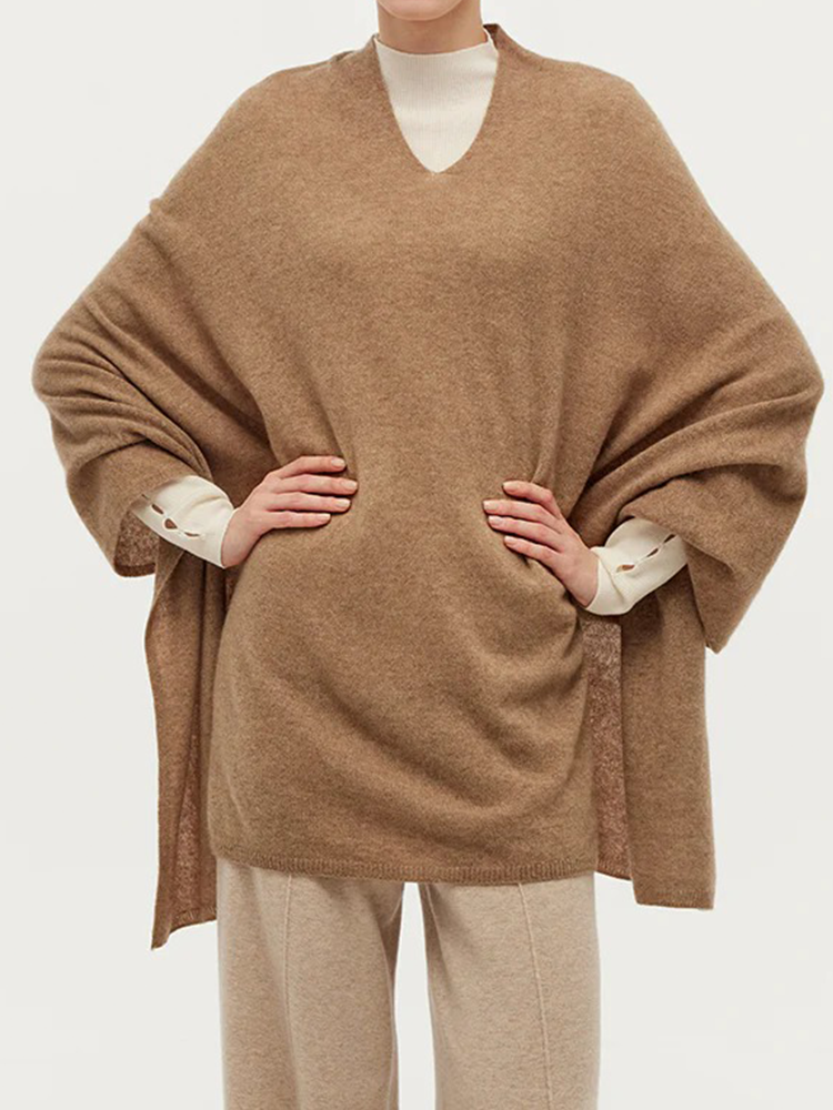 Cashmere Pullover Poncho Sweater