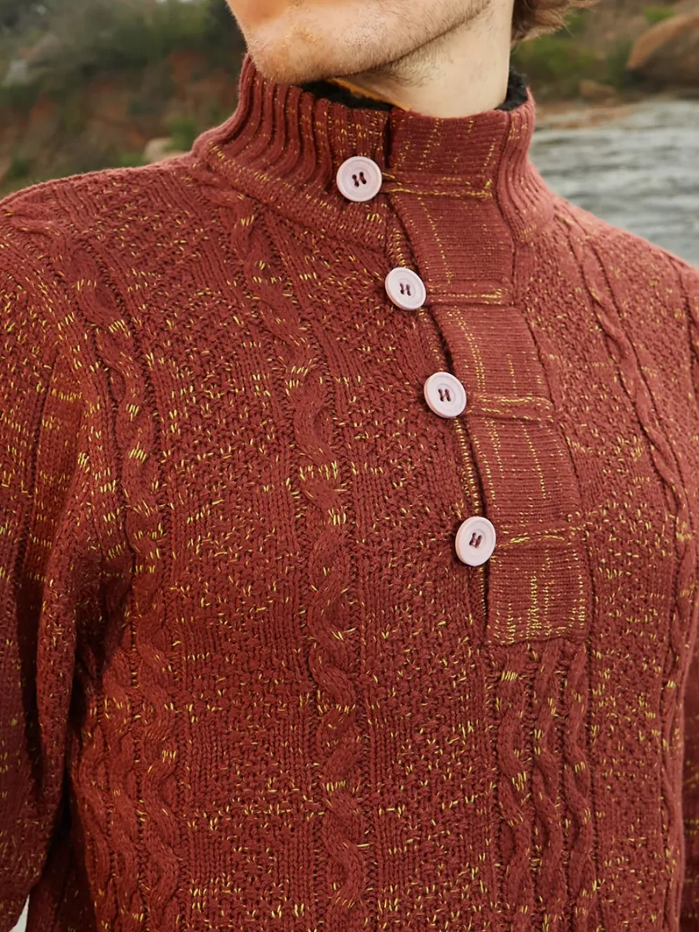 Casual Style Brown Knit Sweater