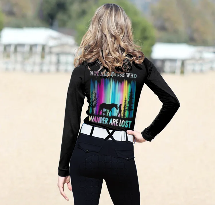 Women's Riding Style Horse Print Long Sleeve Casual Shirt