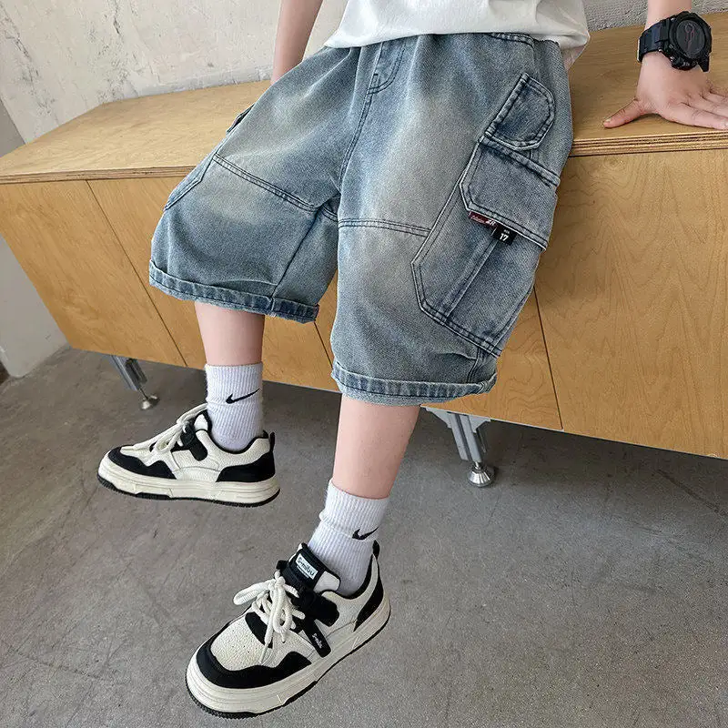 Men's Straight Fit Denim Cargo Shorts for Daily Wear