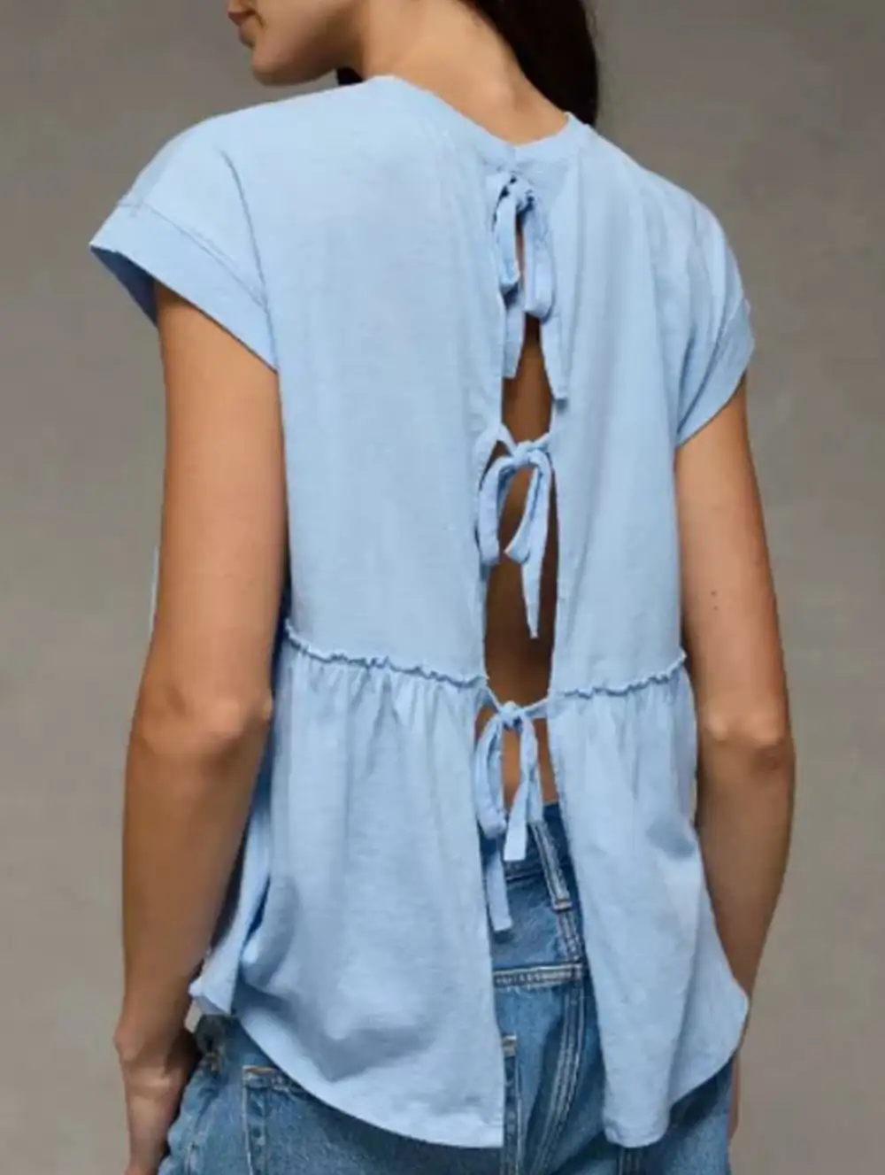 Babydoll Style Thin Top With Back Tie