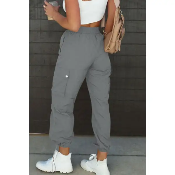 Drawstring Elastic Waist Pants with Pockets