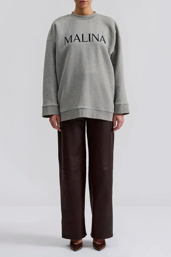 Embroidered College Style Crew Neck Sweater