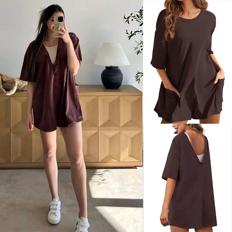 7PACK-Women'S Oversized Athletic Jumpsuit Casual Romper Overall