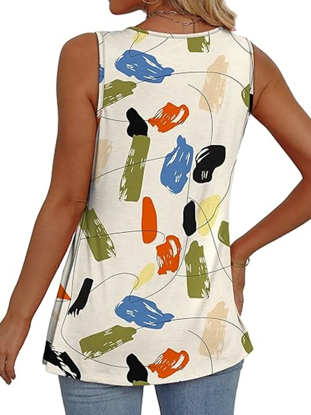 Womens Tank Tops 2025 Flowy Peplum Tops For Women Dressy Sleeveless V Neck Babydoll Tank Tops