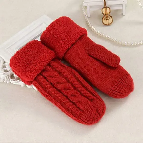 Women'S Thick Fleece Double Layer Gloves 01578963C