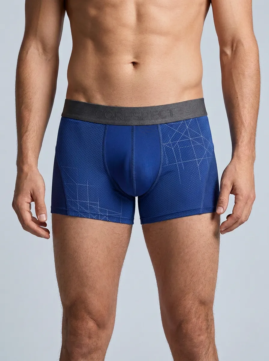 Men's Geometric Grid Pattern Printed Boxer Briefs