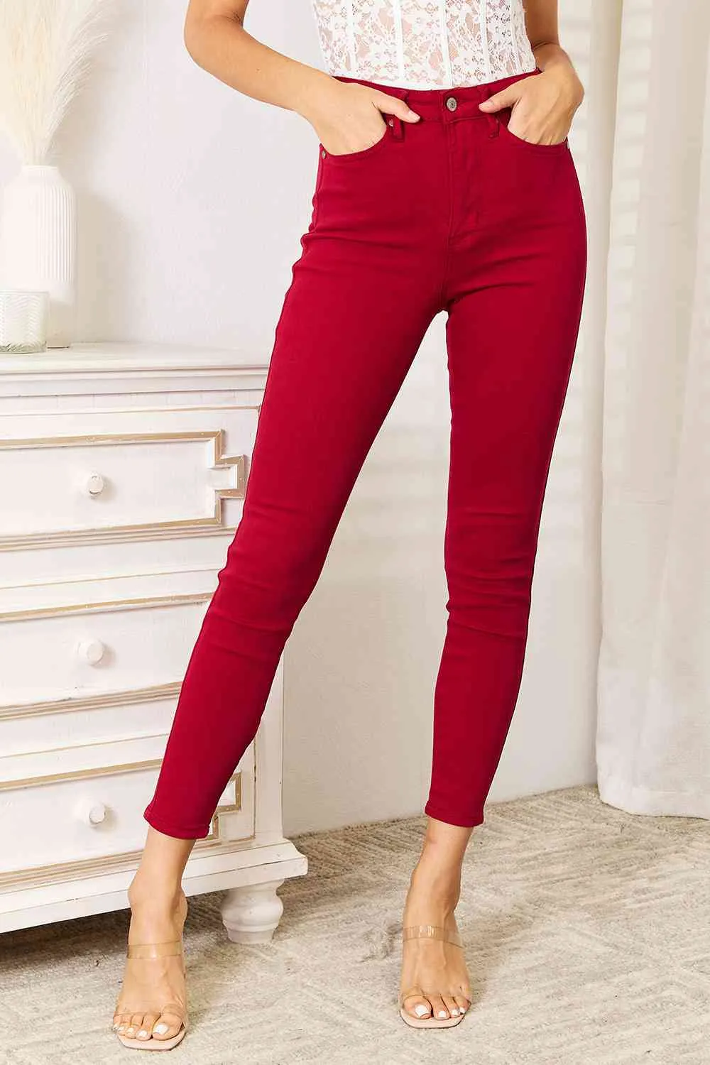 Utility High Waist Skinny Denim Jeans