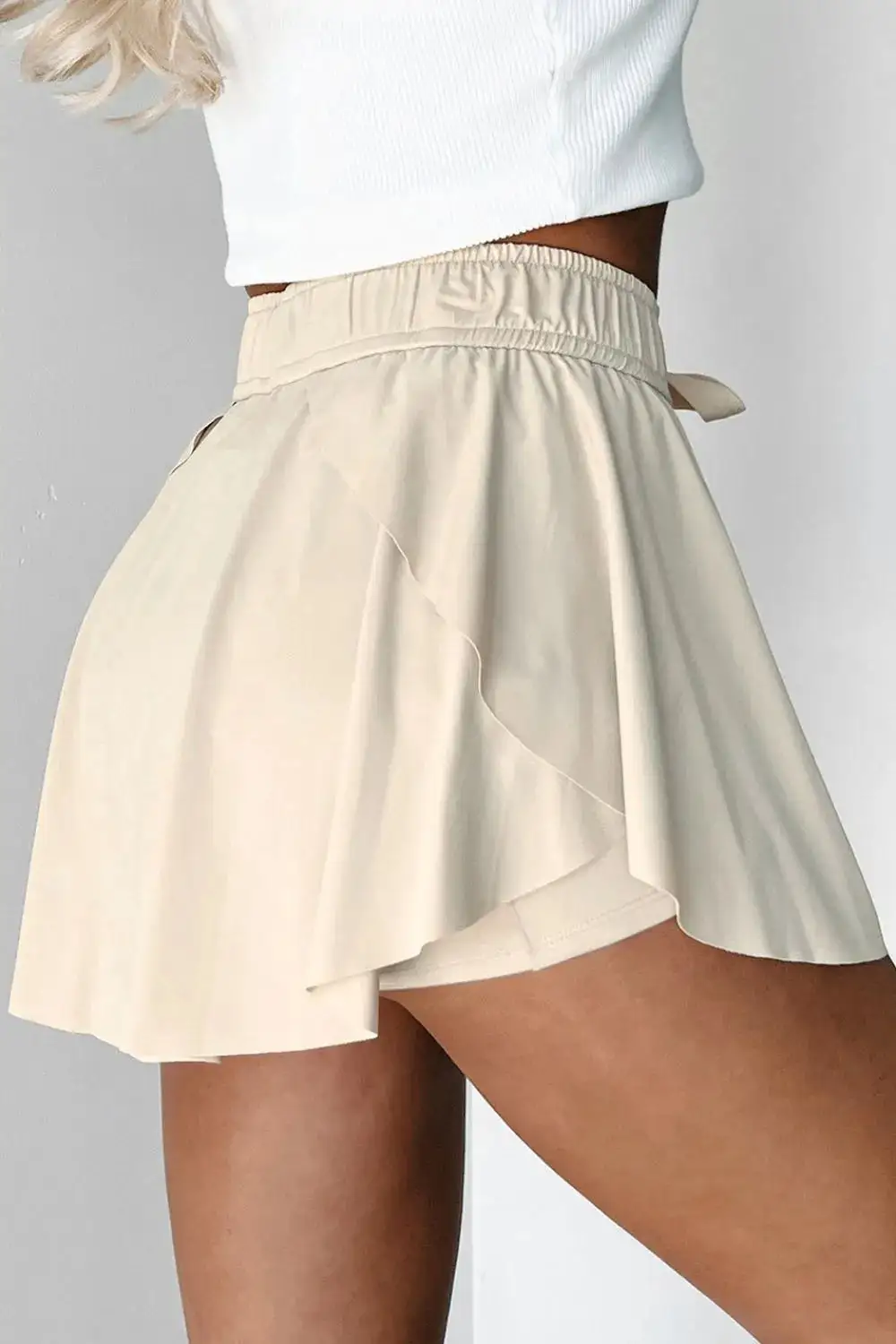 Drawstring High Waist Lined Active Skorts Skirt
