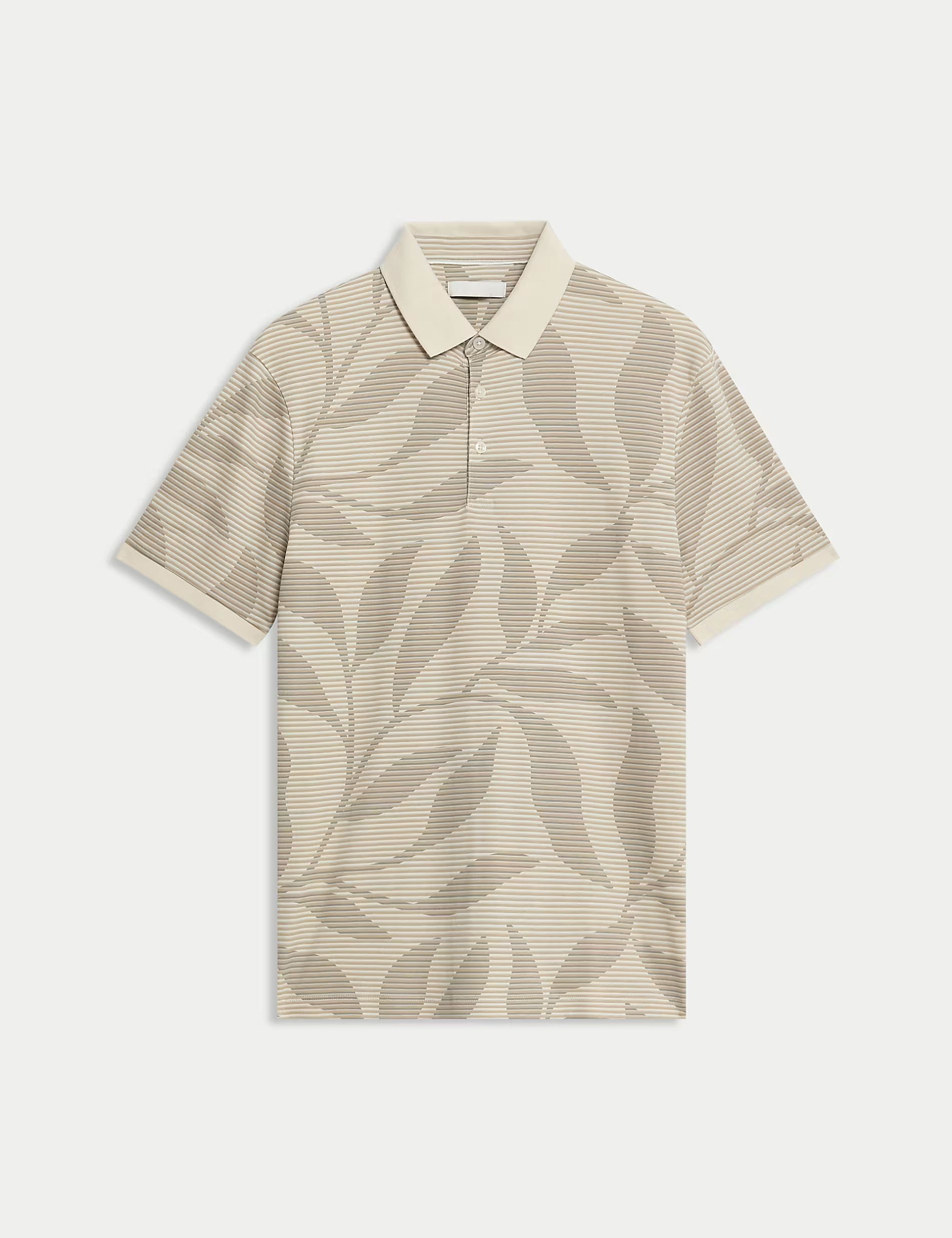 Men's Beige Striped Short Sleeve Polo Shirt