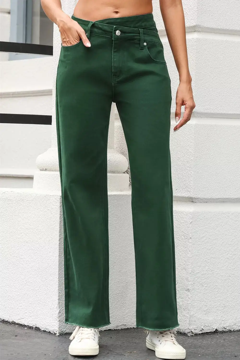 Clean Raw Hem Denim Jeans