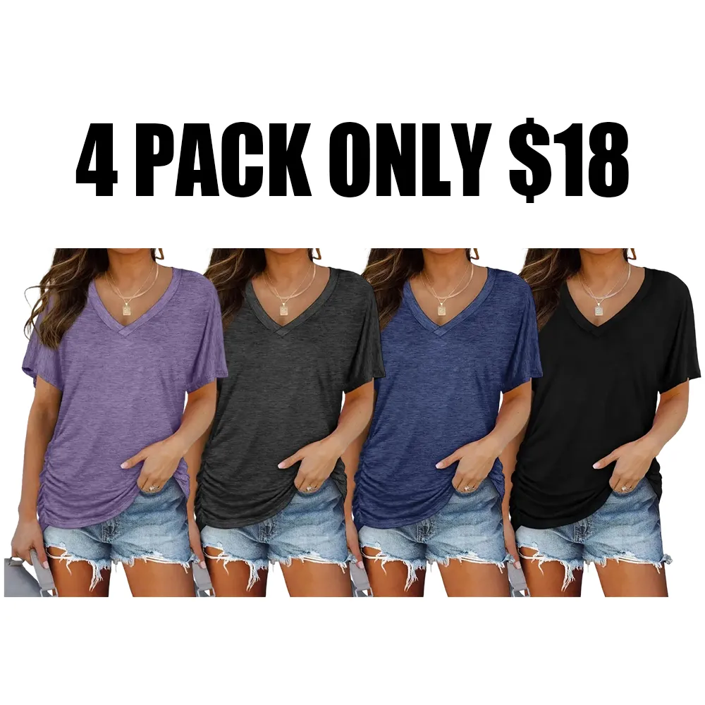 🔥Women's Short-Sleeved V-Neck Batwing Sleeve Top🔥10-Pack - All Colors Included, Only $32