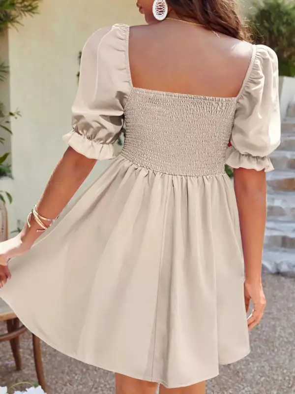Square Neck Puff Sleeve Mini Dress